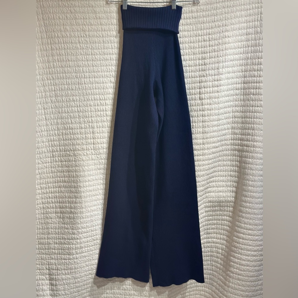 Cynthia Rowley Navy Blue Noah Rib Knit Wide Leg Pant Size XS MSRP $265